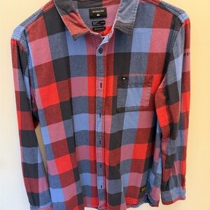 Quiksilver Red and Gray Checkered Shirt
